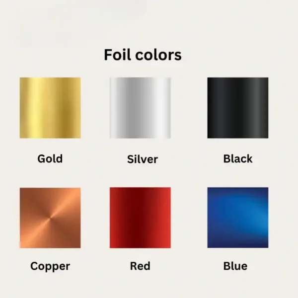 خيارات ألوان البصمة (Foil) المتاحة لكروت العمل