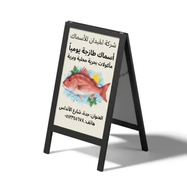 عرض توضيحي لمقاسات اللوحات القابلة للطي (A1 و A2)