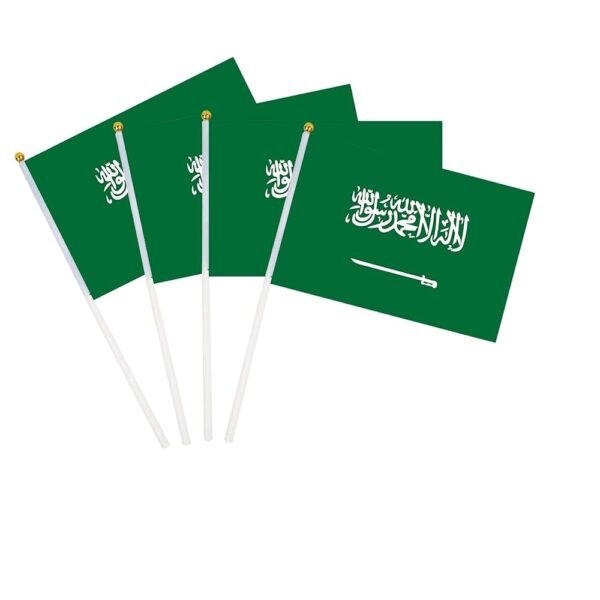 علم السعودية محمول باليد