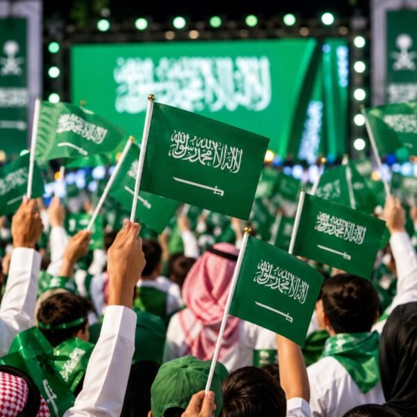 علم السعودية محمول باليد صغير