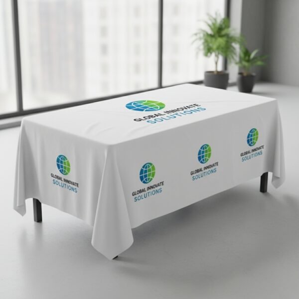 Copy of Blue and White Modern Company About Us Instagram Post (1) table cloth printing