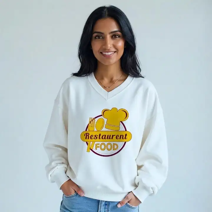 متجر سهل شوب للطباعة اونلاين فى السعودية سويت شيرت نسائي-v-neck-ابيض