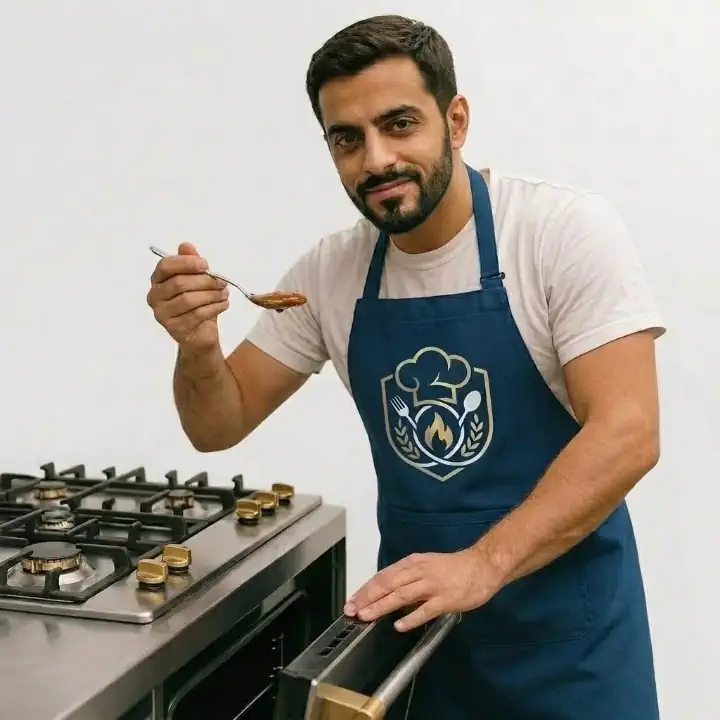 متجر سهل شوب للطباعة اونلاين في السعودية مريلة طبخ ازرق بشعار