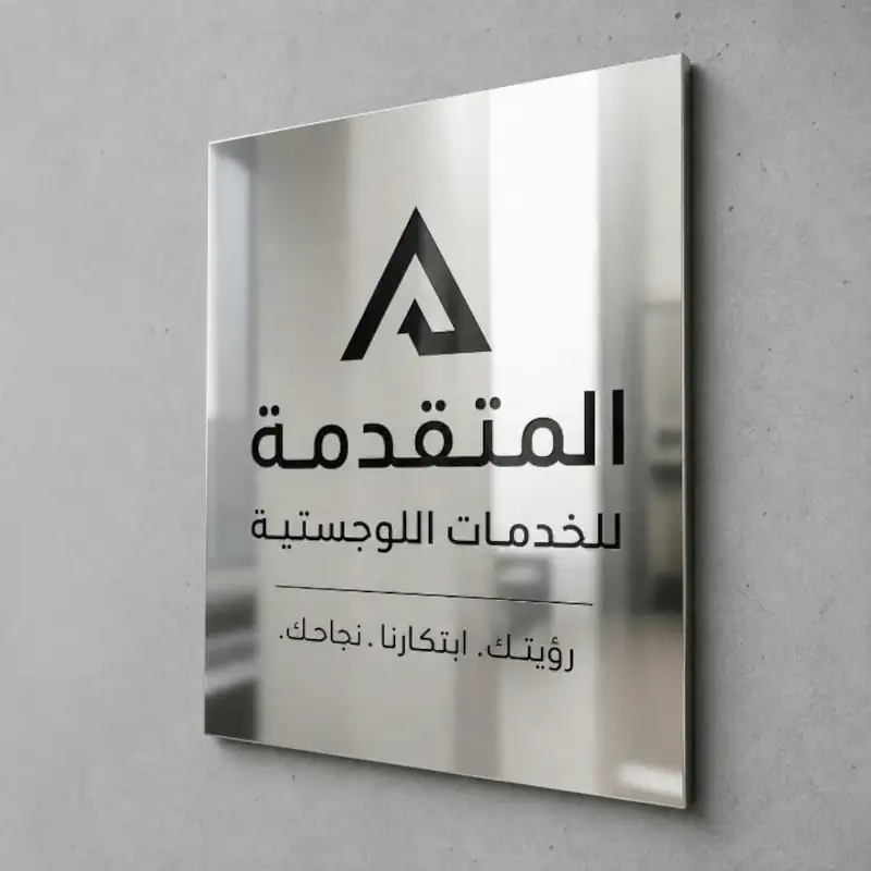 لوحة إعلانية من الستانلس ستيل اللامع مقاس A2