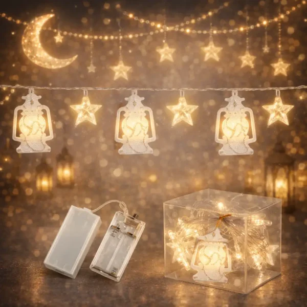 حبل زينة رمضان فانوس مع نجمة