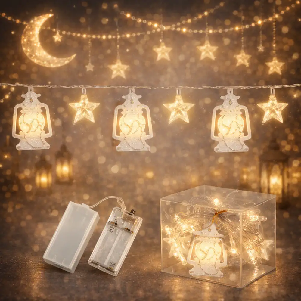 حبل زينة رمضان فانوس مع نجمة