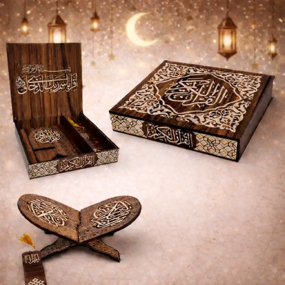 علبة قرأن كريم خشبي بني1