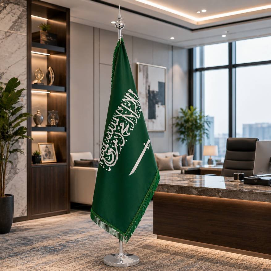 علم السعودية مع شلش اخضر
