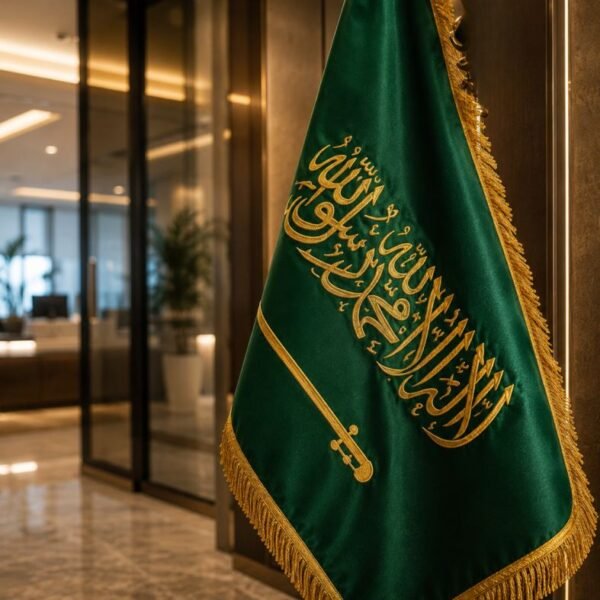 تطريز علم السعودية فاخر