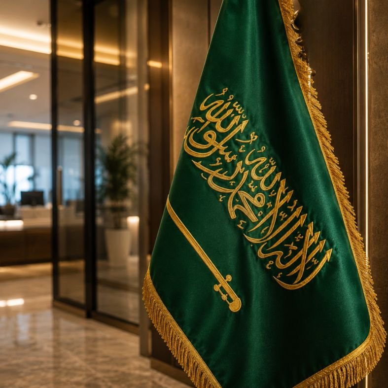 متجر سهل شوب للطباعة اونلاين في السعودية تطريز-علم-السعودية-للمكاتب-و-الشركات