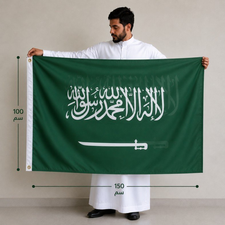 متجر سهل شوب للطباعة اونلاين في السعودية علم السعودية مطبوع من الجهتين