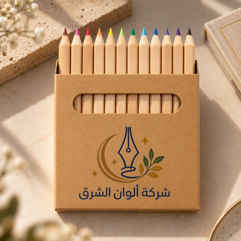 علبة الوان خشبية مطبوعة حجم كبير 12 حبه